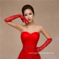 Fashion red lace appliques long-full high quality wedding lace gloves